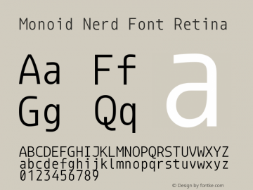 Monoid Retina Nerd Font Complete Version 0.62;Nerd Fonts 2.0. Font Sample
