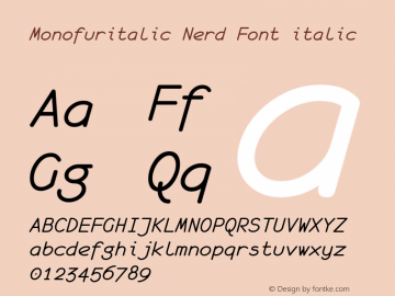 monofur italic Nerd Font Complete unci 1.0 2000-04-14图片样张