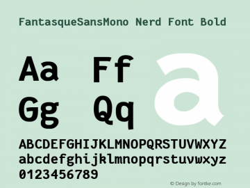 Fantasque Sans Mono Bold Nerd Font Complete Version 1.7.2 ; ttfautohint (v1.4.1.16-c0b8) Font Sample