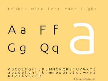 Ubuntu Light Nerd Font Complete Mono 0.83 Font Sample