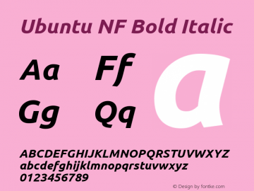 Ubuntu Bold Italic Nerd Font Complete Windows Compatible 0.83图片样张