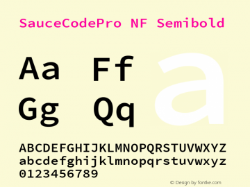 Sauce Code Pro Semibold Nerd Font Complete Windows Compatible Version 2.010;PS 1.000;hotconv 1.0.84;makeotf.lib2.5.63406图片样张