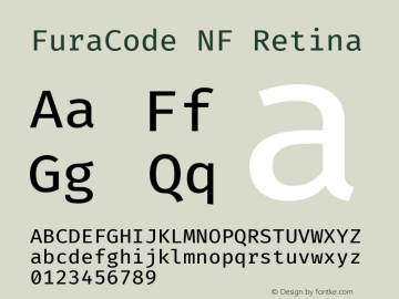 Fura Code Retina Nerd Font Complete Windows Compatible Version 1.205 Font Sample