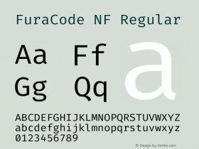 Fura Code Regular Nerd Font Complete Windows Compatible Version 1.205;PS 001.205;hotconv 1.0.88;makeotf.lib2.5.64775图片样张