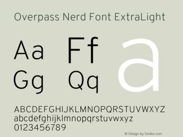 Overpass ExtraLight Nerd Font Complete Version 3.000;DELV;Overpass Font Sample