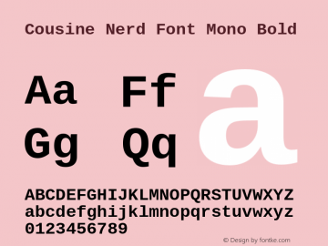 Cousine Bold Nerd Font Complete Mono Version 1.21 Font Sample