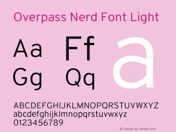 Overpass Light Nerd Font Complete Version 3.000;DELV;Overpass Font Sample