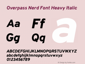 Overpass Heavy Italic Nerd Font Complete Version 3.000;DELV;Overpass Font Sample
