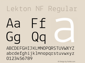 Lekton Nerd Font Complete Mono Windows Compatible Version 34.000 Font Sample