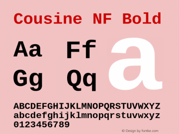 Cousine Bold Nerd Font Complete Mono Windows Compatible Version 1.21 Font Sample