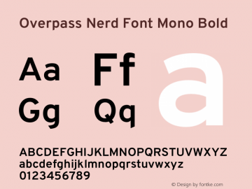 Overpass Bold Nerd Font Complete Mono Version 3.000;DELV;Overpass Font Sample