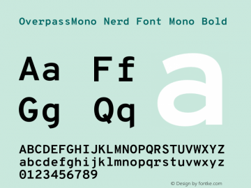 Overpass Mono Bold Nerd Font Complete Mono Version 1.000;DELV;Overpass图片样张