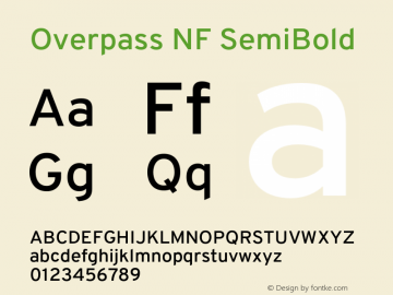 Overpass SemiBold Nerd Font Complete Windows Compatible Version 3.000;DELV;Overpass Font Sample