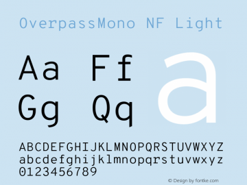 Overpass Mono Light Nerd Font Complete Windows Compatible Version 1.000;DELV;Overpass图片样张