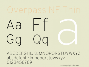 Overpass Thin Nerd Font Complete Mono Windows Compatible Version 3.000;DELV;Overpass图片样张