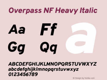 Overpass Heavy Italic Nerd Font Complete Mono Windows Compatible Version 3.000;DELV;Overpass Font Sample