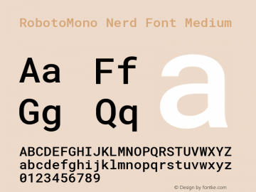 Roboto Mono Medium Nerd Font Complete Version 2.000986; 2015; ttfautohint (v1.3) Font Sample