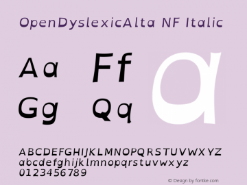 OpenDyslexicAlta Italic Nerd Font Complete Mono Windows Compatible Version 2.001;PS 002.001;hotconv 1.0.70;makeotf.lib2.5.58329图片样张