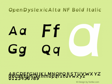 OpenDyslexicAlta Bold Italic Nerd Font Complete Mono Windows Compatible Version 2.001;PS 002.001;hotconv 1.0.70;makeotf.lib2.5.58329图片样张