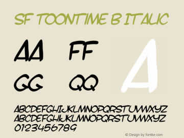 SF Toontime B Italic ver 1.0; 2000. Freeware. Font Sample