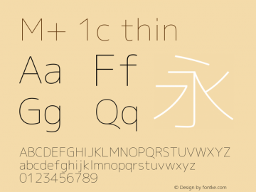 M+ 1c thin  Font Sample