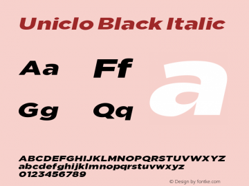 Uniclo Black Italic  Font Sample