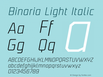 Binaria Light Italic Version 001.001 ;YWFTv17图片样张