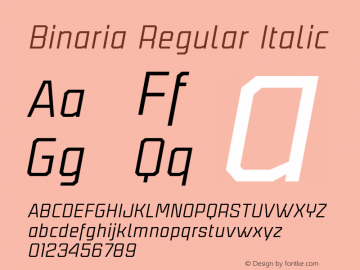 Binaria Regular Italic Version 001.001 ;YWFTv17 Font Sample