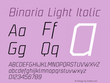 Binaria-LightItalic Version 001.001 ;YWFTv17图片样张