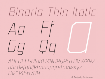 Binaria-ThinItalic Version 001.001 ;YWFTv17图片样张