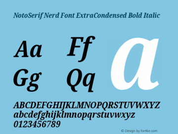 Noto Serif ExtraCondensed Bold Italic Nerd Font Complete Version 2.000;GOOG;noto-source:20170915:90ef993387c0; ttfautohint (v1.7)图片样张