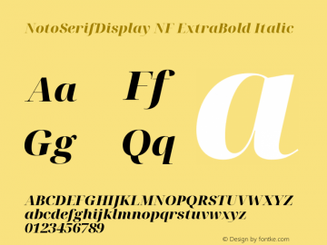 Noto Serif Display ExtraBold Italic Nerd Font Complete Windows Compatible Version 2.000;GOOG;noto-source:20170915:90ef993387c0; ttfautohint (v1.7)图片样张