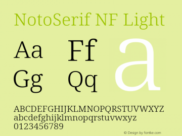 Noto Serif Light Nerd Font Complete Windows Compatible Version 2.000;GOOG;noto-source:20170915:90ef993387c0; ttfautohint (v1.7) Font Sample