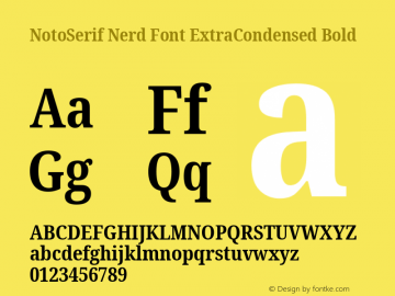 Noto Serif ExtraCondensed Bold Nerd Font Complete Version 2.000;GOOG;noto-source:20170915:90ef993387c0; ttfautohint (v1.7)图片样张