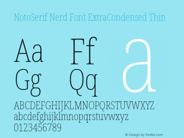 Noto Serif ExtraCondensed Thin Nerd Font Complete Version 2.000;GOOG;noto-source:20170915:90ef993387c0; ttfautohint (v1.7)图片样张