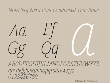 Noto Serif Condensed Thin Italic Nerd Font Complete Version 2.000;GOOG;noto-source:20170915:90ef993387c0; ttfautohint (v1.7)图片样张
