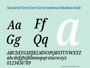 Noto Serif ExtraCondensed Medium Italic Nerd Font Complete Version 2.000;GOOG;noto-source:20170915:90ef993387c0; ttfautohint (v1.7)图片样张