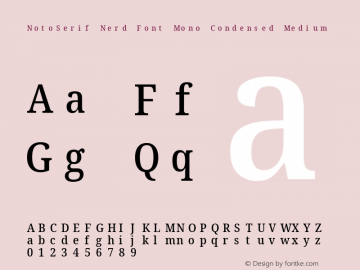 Noto Serif Condensed Medium Nerd Font Complete Mono Version 2.000;GOOG;noto-source:20170915:90ef993387c0; ttfautohint (v1.7)图片样张