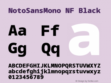 Noto Sans Mono Black Nerd Font Complete Windows Compatible Version 2.000;GOOG;noto-source:20170915:90ef993387c0; ttfautohint (v1.7)图片样张