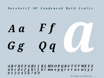 Noto Serif Condensed Bold Italic Nerd Font Complete Mono Windows Compatible Version 2.000;GOOG;noto-source:20170915:90ef993387c0; ttfautohint (v1.7) Font Sample