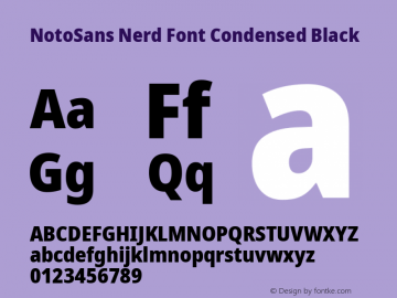 Noto Sans Condensed Black Nerd Font Complete Version 2.000;GOOG;noto-source:20170915:90ef993387c0; ttfautohint (v1.7) Font Sample