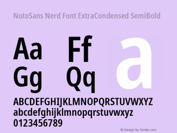 Noto Sans ExtraCondensed SemiBold Nerd Font Complete Version 2.000;GOOG;noto-source:20170915:90ef993387c0; ttfautohint (v1.7) Font Sample