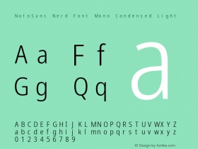 Noto Sans Condensed Light Nerd Font Complete Mono Version 2.000;GOOG;noto-source:20170915:90ef993387c0; ttfautohint (v1.7)图片样张