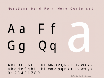 Noto Sans Condensed Nerd Font Complete Mono Version 2.000;GOOG;noto-source:20170915:90ef993387c0; ttfautohint (v1.7) Font Sample