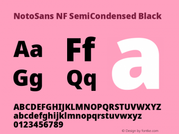 Noto Sans SemiCondensed Black Nerd Font Complete Windows Compatible Version 2.000;GOOG;noto-source:20170915:90ef993387c0; ttfautohint (v1.7) Font Sample