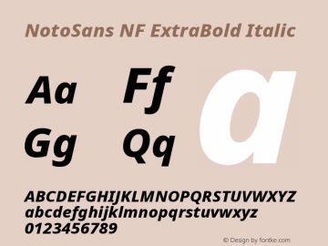 Noto Sans ExtraBold Italic Nerd Font Complete Windows Compatible Version 2.000;GOOG;noto-source:20170915:90ef993387c0; ttfautohint (v1.7) Font Sample