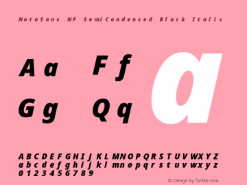 Noto Sans SemiCondensed Black Italic Nerd Font Complete Mono Windows Compatible Version 2.000;GOOG;noto-source:20170915:90ef993387c0; ttfautohint (v1.7)图片样张