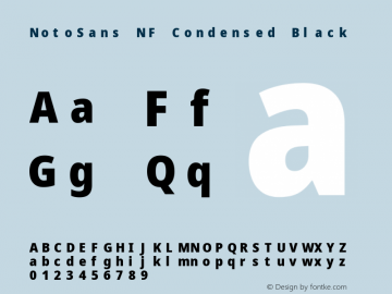 Noto Sans Condensed Black Nerd Font Complete Mono Windows Compatible Version 2.000;GOOG;noto-source:20170915:90ef993387c0; ttfautohint (v1.7) Font Sample
