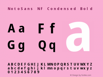 Noto Sans Condensed Bold Nerd Font Complete Mono Windows Compatible Version 2.000;GOOG;noto-source:20170915:90ef993387c0; ttfautohint (v1.7)图片样张