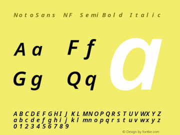 Noto Sans SemiBold Italic Nerd Font Complete Mono Windows Compatible Version 2.000;GOOG;noto-source:20170915:90ef993387c0; ttfautohint (v1.7)图片样张